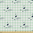 thumbnail image 2 of Ambesonne Cat Fabric by the Yard Upholstery, Pattern of Kitten Eyes Whiskers, 5 Yards, Indigo White, 2 of 5