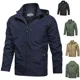 thumbnail image 2 of Chaqueta ligera impermeable para hombre, otoño 2024, nueva chaqueta informal con capucha desmontable, para exteriores, senderismo, acampada, cortavientos suelto para trabajo, 2 of 3