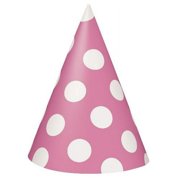 Unique Industries Assorted Colors Polka Dot Birthday Party Hats, 8 Count