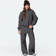 thumbnail image 4 of CIENVNSTG Women's 2 Piece Outfits Bow Trim Print Long Sleeve Hoodie Sweatsuit Sets Sweatshirt Comfortable Loose Wide Leg Sweatpants Light Gray M, 4 of 6