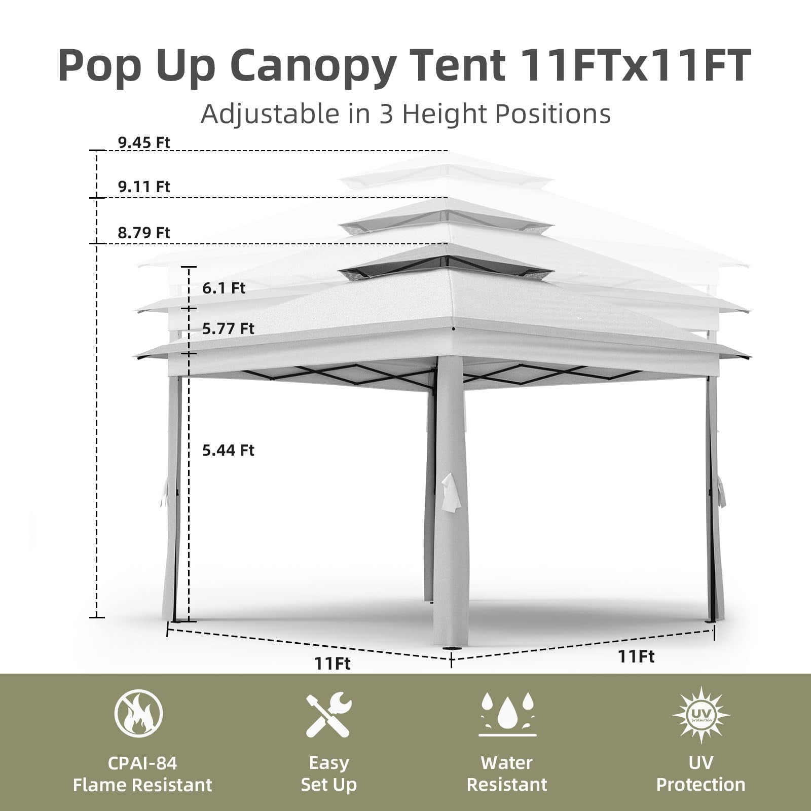 11x11 ft Outdoor Gazebo, Heavy Duty Gazebo with Sturdy Metal Frame & Double Roofs, Patio Shelter with Mosquito Netting, Ideal for Backyard, Garden, Lawn, Deck, Light Grey