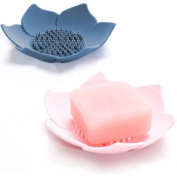 Silicone Soap Dishes with Draining - 2 Pack for Shower, Sink, and Bathtub. Extend Soap Life.