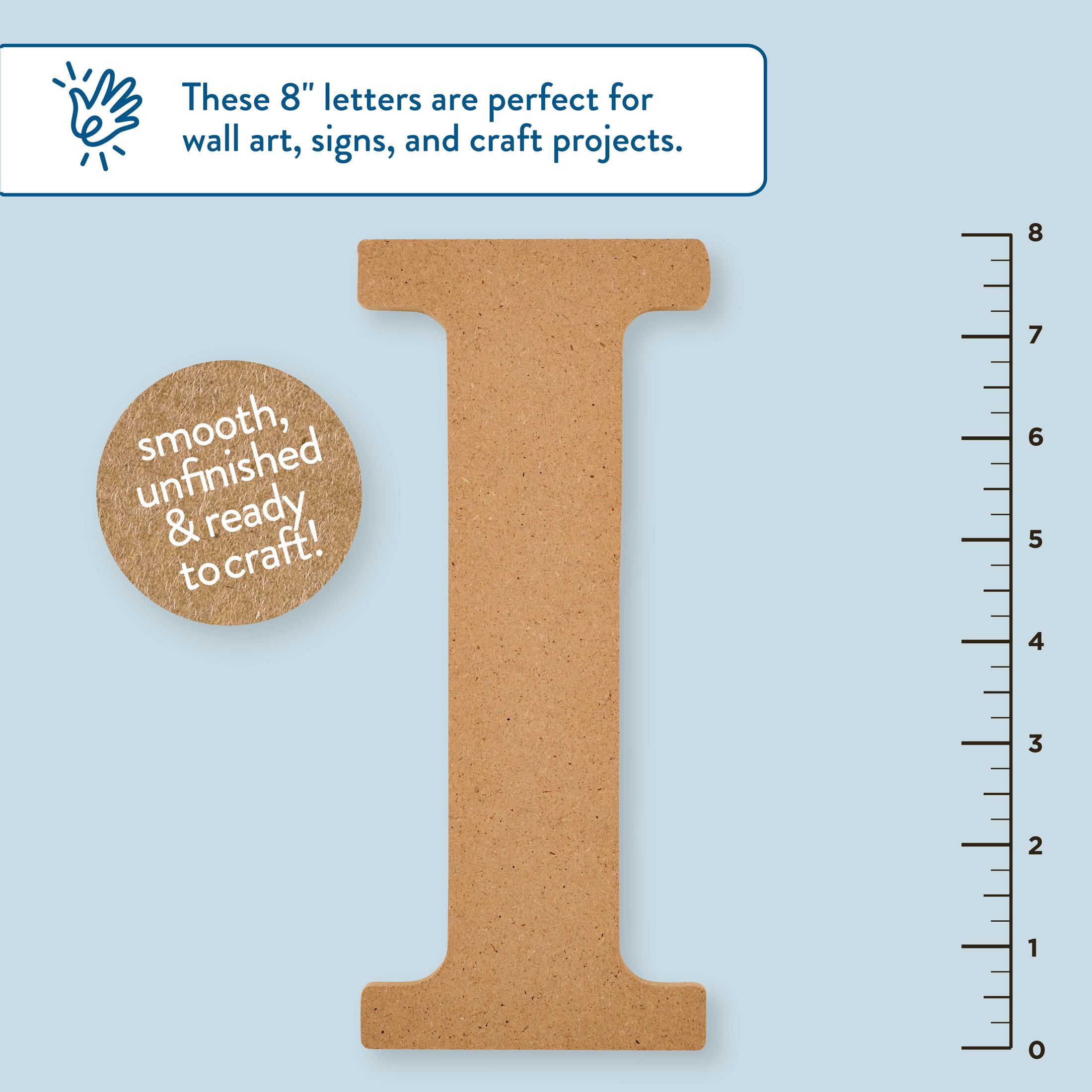 Plaid Unfinished Wood MDF 8" Letter for DIY Arts and Crafts, I