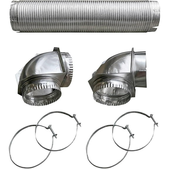 Builder's Best BDB110050 Semi-Rigid Dryer Vent Kit with Close Elbow, No Size, Silver