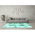 thumbnail image 3 of Ahgly Company Machine Washable Indoor Square Abstract Turquoise Blue Modern Area Rugs, 3' Square, 3 of 4