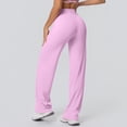 thumbnail image 4 of Women Workout Leggings No Front Seam Straight Leggings Pink S, 4 of 10