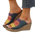 thumbnail image 4 of Women's New Summer Large Size Mixed Color Muffin Fish Mouth Wedge Sandals Sandals for Women Blue 43, 4 of 8
