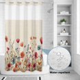 thumbnail image 2 of No Hook Shower Curtain, Pink Orange Teal Spring Floral Shower Curtains for Bathroom with See Through Top Window, Watercolor Botanical Summer Flowers Waterproof & Washable Bath Curtain Narrow 54"x78", 2 of 9