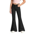 thumbnail image 5 of Girls' Uniform Flare Leg Pants Kids Bell Bottom Flared Yoga Pants High Waisted Athletic Tight with Pockets 9-10 Years, 5 of 8