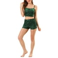 thumbnail image 2 of INSPIRE CHIC Women's Cami Shorts Pajama Sets Lingerie Lace Sleepwear Nightwear Green X-Large, 2 of 7