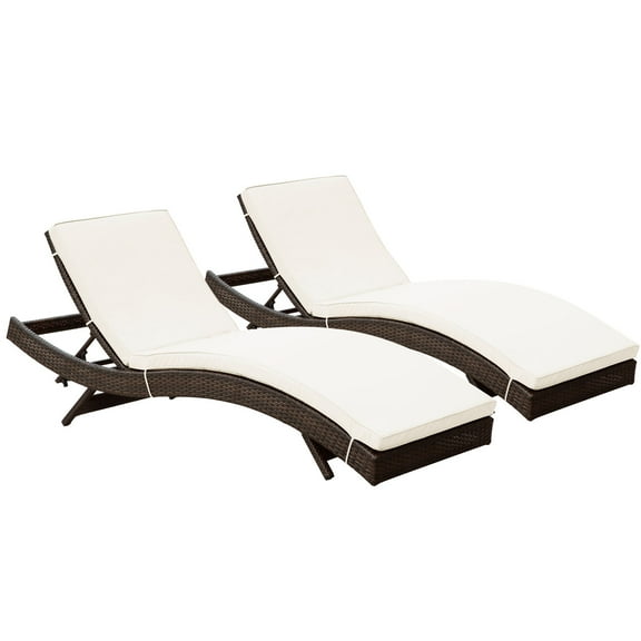 Modway Peer Chaise Outdoor Patio Set of 2 in Brown White