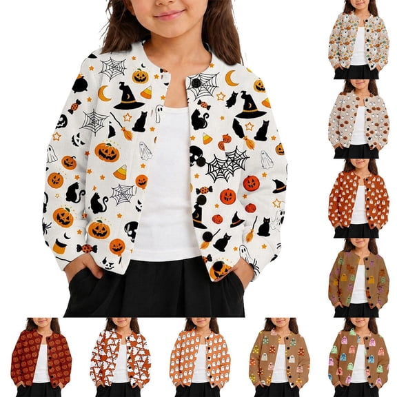 JAJAHO Toddler And Kids Girls Cardigan Halloween Open Front Button Down Jacket 1-8Y