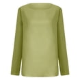 thumbnail image 2 of Fall Outfits for Women 2025, Yigetop Ladies' Fashionable Casual Regular Long Sleeved Round Neck Loose Solid Color Top T Shirt Womens Long Sleeve Tops Green L, 2 of 5