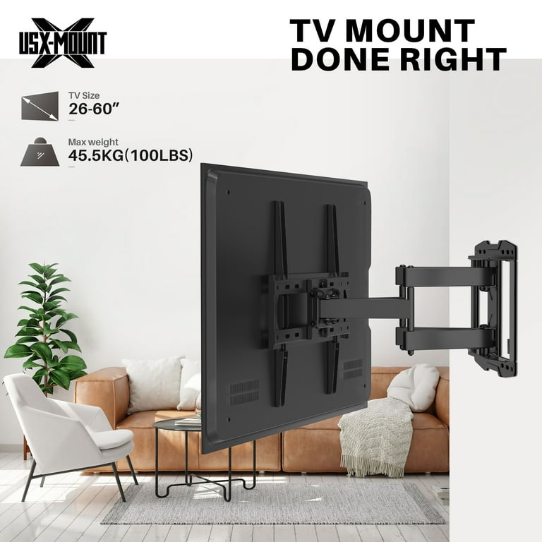 kapitalisme Meget sur Kyst USX MOUNT Full Motion TV Wall Mount for 26-60 Inch TVs, Universal TV Mount  with Swivels and Tilts Hold up to 100lbs, VESA 400x400mm, 16" Wood Studs -  Walmart.com