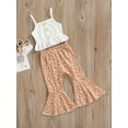 thumbnail image 3 of Seyurigaoka 2 Pcs Toddler Baby Girl Summer Clothes Set, Solid Knit Ribbed Ruffle Tank Tops + Boho Floral Print Flared Trousers, 3 of 7