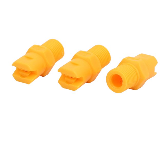 Punta de pulverizar rosca macho BSP 1/8 Abanico plano de plástico amarillo 3pcs