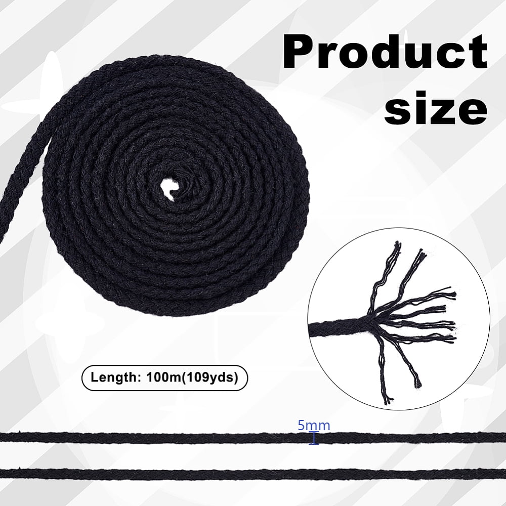 1 Set 100M Cotton Ribbon for Cloth Dress Sewing Accessories Black 1/4 inch(5mm) about 109.36 Yards(100m)/Set