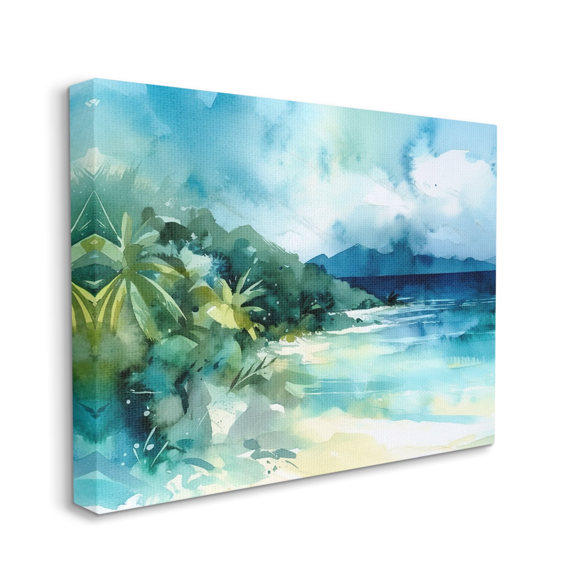 Stupell Industries Abstract Tropical Landscape Landscape Painting Gallery Wrapped Canvas Art Print Wall Art, 48 x 36