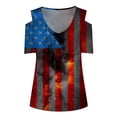 thumbnail image 4 of IROINNID 4th of July T-Shirt For Women Fashion Summer Casual Strapless Blouse Top V-Neck Women Tops Independence Day, 4 of 5