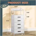 thumbnail image 3 of Nightstand 5 Drawer Dresser with LED Lights and Charging Station, Vertical Side Table with Fabric Drawers, End Table with Open Shelf, Tall Dresser for Bedroom, Hallway, Entryway, White, 3 of 17