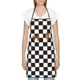 thumbnail image 3 of Pofeuu Black and White Checkerboard Print Aprons with Pockets, Cute Aprons for Kitchen, Cooking, Server, Barber, Chef Apron, 3 of 7