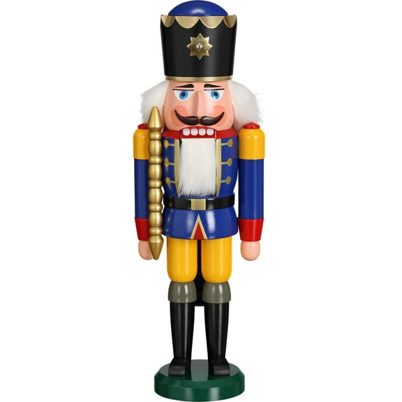 German nutcracker King blue, height 39 cm / 15 inch, original Erzgebirge by Seiffener Volkskunst SV 11201/2
