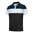 thumbnail image 2 of Men's Quick Dry Golf Shirts Moisture Wicking Performance Color Block Casual Short Sleeve Polo Shirt Black White,4XL, 2 of 7
