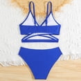 thumbnail image 6 of DAETIROS Girls Two Piece Bikini Set Wrap Front Adjustable Straps Quick-Dry Ribbed Blue for Kids Girls 8-15 Years,Size 10-11 T, 6 of 7