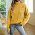 thumbnail image 2 of SGMVNU Fall Outfits For Women 2025 Feel Short Pullover Sweater Fall Solid Color Knit Top Fashion Turtleneck Soft Knit Pullover Sweater Yellow A, 2 of 4
