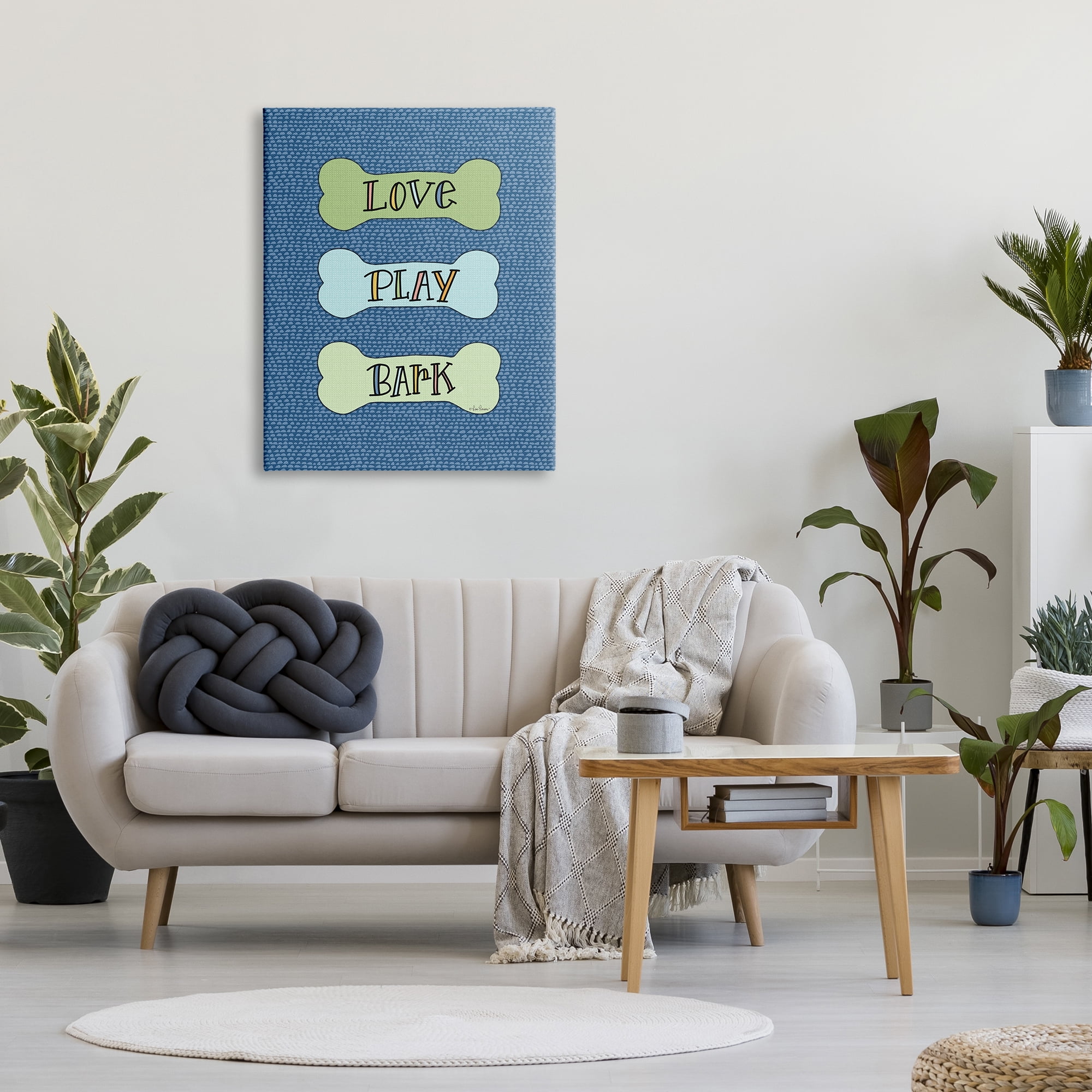 Stupell Industries Love Play Bark Blue Pattern Animals & Insects Painting Gallery Wrapped Canvas Print Wall Art, 30 x 40
