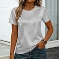 thumbnail image 5 of Womens Satin Summer Tops Short Sleeve Blouses Crew Neck Shirts Business Casual Outfits Fashion Clothing 2026, XL, 5 of 8