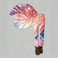 thumbnail image 4 of CCRFTGI America&nbsp;250 Summer Outfits for Children Girls 10-12 Cute 1776 2 Piece Outfits American Flag Short Sleeve T Shirt and Elastic Waist Pants Athletic Summer Outfits for Girls Pink 9-10 Years, 4 of 5