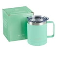thumbnail image 3 of Be Kind Stainless Steel Mint Green Camp Style Travel Mug for Women or Men (11 oz Double Wall Vacuum Insulated Coffee Mug with Lid and Handle), 3 of 5