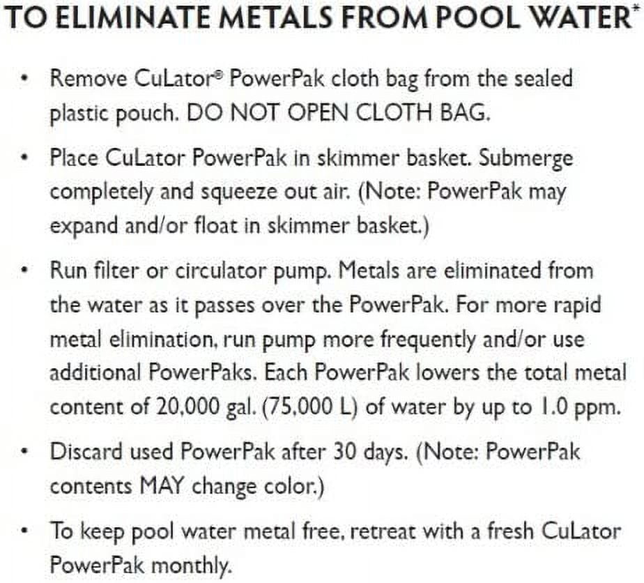 CuLator Metal Eliminator & Stain Preventer for Pools & Spas PowerPak 1.0