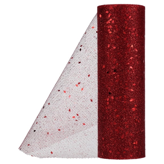 Red Glitter Tulle Christmas Ribbon, 6" x 15', by Holiday Time