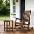 thumbnail image 6 of SERWALL Round Outdoor Side Tables Set of 2, All Weather Use Double Layer Patio Side Table, HDPE Adirondack End Table for Patio, Garden, Deck - Brown, 6 of 7