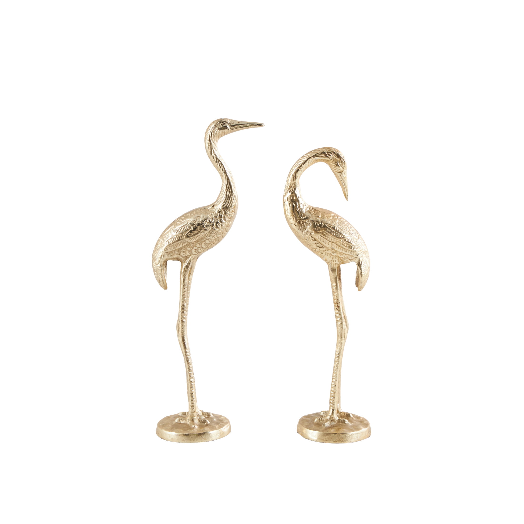 15", 17"H Gold Aluminum Metal Flamingo Sculpture, by DecMode (2 Count)