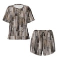 thumbnail image 5 of "Wukai Wooden Texture Women's Pajama Set - Short-Sleeve Top and Shorts with Elastic Waistband and Pockets for Loungewear, Yoga, and Casual Wear-XX-Large, 5 of 8