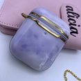 thumbnail image 2 of KIQ Marble AirPods Case Cover Hard Protective Cover w/ Keychain for Women Men for Apple AirPods 2nd Generation Case AirPod Case 1st Generation Air Pod Gold Trim [Purple/Gold], 2 of 4