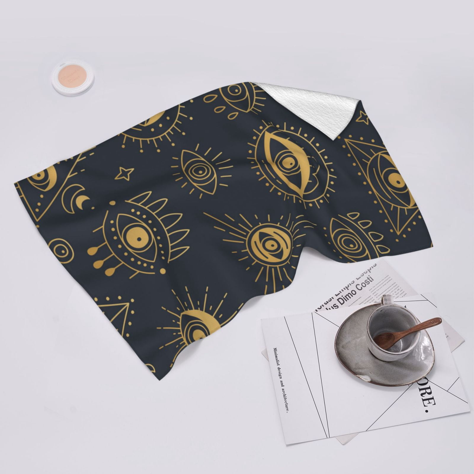 Gold Evil Eye 27.5" x 16" Ultra Soft Hand Towel, Face Wash Cloth for Bathroom, Gym, Travel, Pool
