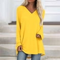 thumbnail image 3 of Bainana Womens Midi Shirts Solid Color Long Sleeve V Neck Blouse Comfortable Relax Fit Women'S Casual Dailywear Tops Clothes Yellow Size L, 3 of 5