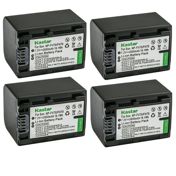 Kastar 4-Pack NP-FV70 Battery Replacement for Sony HDR-PJ810, HDR-PJ820, HDR-PJ820E, HDR-TD10, HDR-TD20, HDR-TD30, HDR-XR150, HDR-XR155, HDR-XR160, HDR-XR260, HDR-XR350, HDR-XR350VE, HDR-XR550 Camera