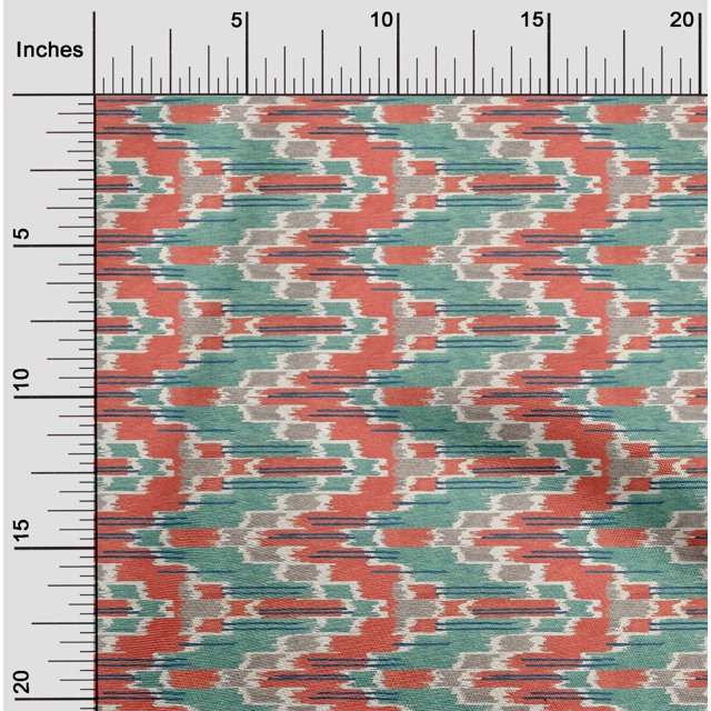 oneOone Cotton Silk Fabric Chevron Kasuri Printed Craft Fabric BTY 42 Inch Wide