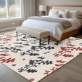 thumbnail image 4 of Grey Red Botanical Area Rugs 5'x8', Washable Small Throw Rugs for Classroom Bedroom, Rustic Country Spring Floral Summer Leaf Indoor Outdoor Rug Non-Slip Low Pile Carpet Runner Reversible Floor Mats, 4 of 8