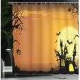 thumbnail image 4 of Ambesonne Halloween Shower Curtain, Haunted House, 69"Wx84"L, Orange Black, 4 of 5