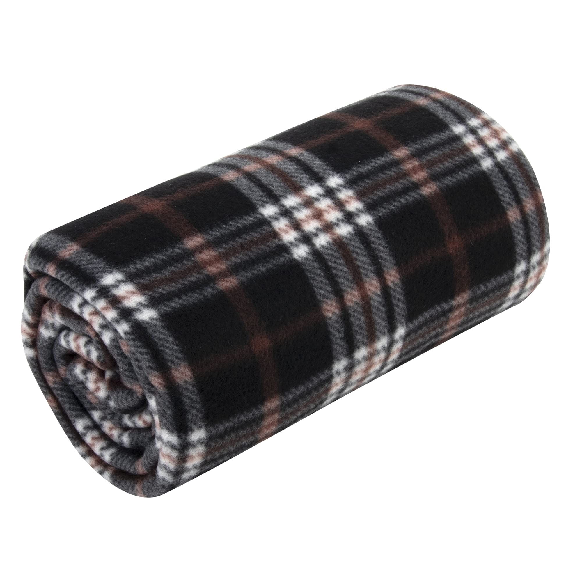 24 pack Trail maker 60”L x 50”W Plaid Color Fleece Throw Blankets in Brown Plaid
