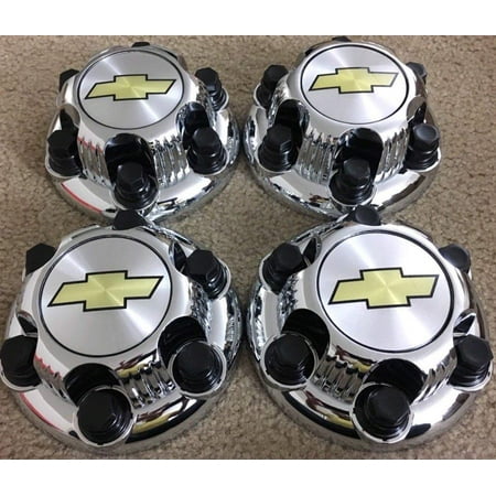 REPLACEMENT PART: Set of 4 Chrome Chevy Silverado 6 Lug 1500 Center Caps 16