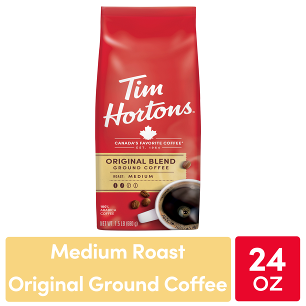 Tim Hortons 100 Arabica Original Blend Medium Roast Ground Coffee, 24 Oz, Bag
