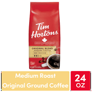 Tim Hortons 100% Arabica Original Blend Medium Roast Ground Coffee, 24 Oz, Bag
