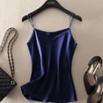 thumbnail image 4 of Silk Satin Camisole Womens Sleeveless Spaghetti Tank Tops Strap Cami Tops Solid Color Summer Comfy 2026 Soft Dressy Tank Shirts Blue 2XL, 4 of 4